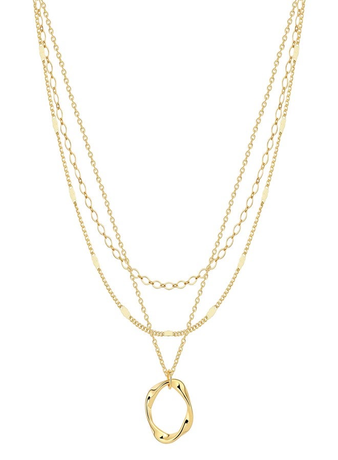 Kyerlyn Layered Gold Necklaces for Women, 14K Gold Plated Necklace Stack Circle Pendant Trendy Long Chain Stackable Gold Set Dainty Gold Stacked Jewelry Gifts - Image 1